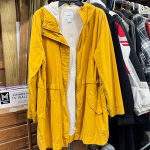 Old Navy Mustard Rain/Utility Jacket with Hood